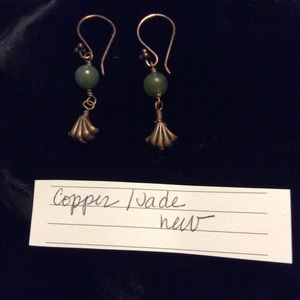 COPPER AND JADE EARRINGS, NEW